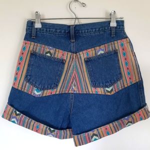 Vintage Southwest Print High Waist Denim Shorts